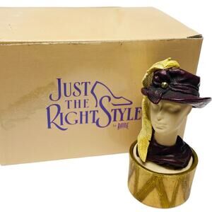 1999 Just the Right Style Feather Flair Hat Trinket Box 27401 by Raine MIB